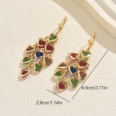 Heart Brass Tassel Hoop Earrings LC3720-2-1