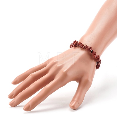 Natural Red Jasper Chip Beads Stretch Bracelets for Children BJEW-JB06388-09-1