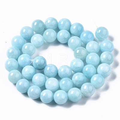 Natural Dyed Yellow Jade Gemstone Bead Strands G-R271-10mm-Y04-1