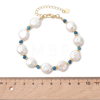 Natural Baroque Pearl Keshi Pearl & Dyed Natural Malaysia Jade & Brass Beaded Bracelets for Women BJEW-JB13793-1