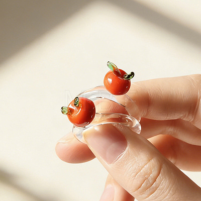 Handmade Lampwork Fruit Finger Rings for Women WGA7362-01-1
