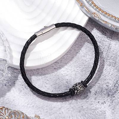 Braided Leather Cord Bracelets BJEW-JB11387-04-1