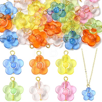 30Pcs 6 Colors Acrylic with Cat Eye Bead Pendants PALLOY-YW00190-1