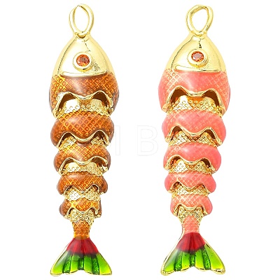2Pcs 2 Colors Brass Enamel Pendants KK-CJ0005-79-1