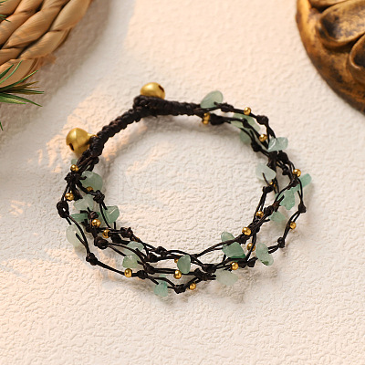 Natural Green Aventurine Chip & Alloy Beaded Multi-strand Bracelets WGA084D-03-1