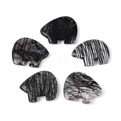 Natural Black Netstone Big Pendants G-T144-08E-1