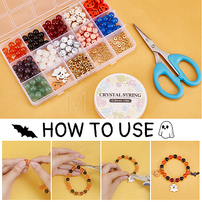 Olycraft DIY Halloween Gemstone Bracelet Necklace Making Kit DIY-OC0008-56-1