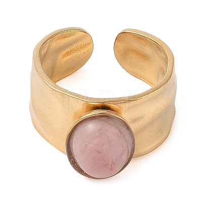 Oval Natural Rhodonite Finger Rings RJEW-Z057-12G-08-1