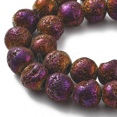 Electroplated Natural Lava Rock Beads Strands G-A251-D01-01B-1