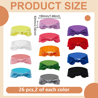 26Pcs 13 Colors Polyester Bowknot Elastic Headbands OHAR-GO0001-17-1