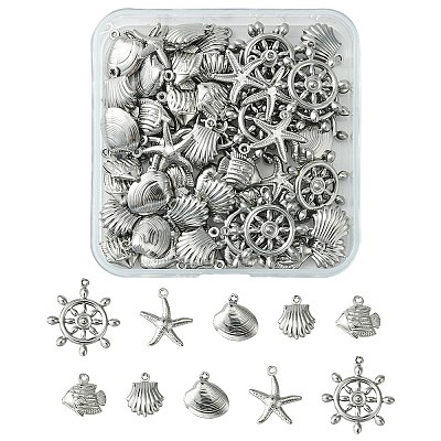 60Pcs 5 Styles Stainless Steel Charms STAS-FS0001-46-1