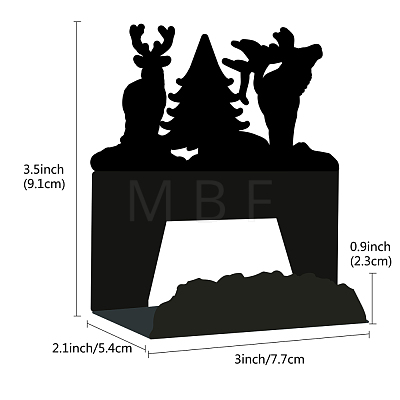 Christmas Tree & Reindeer Pattern Iron Name Card Holder AJEW-WH0246-003-1