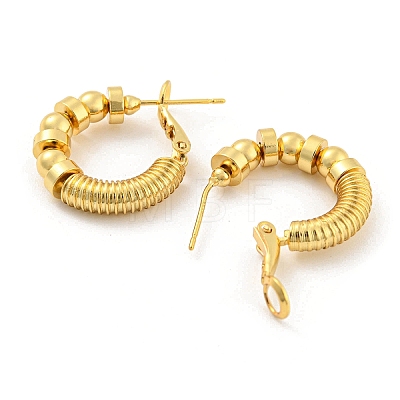 Rack Plating Brass Flat Round Beaded Hoop Earrings EJEW-K263-13G-1