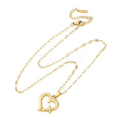 201 Stainless Steel Pendant Necklace for Women NJEW-F335-02G-02-1
