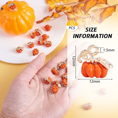 30 Pieces Thanksgiving Pumpkin Charms Pendant Fall Theme Charm 3D Orange Pumpkin Charms for Jewelry Necklace Bracelet Earring Making Crafts JX295A-1