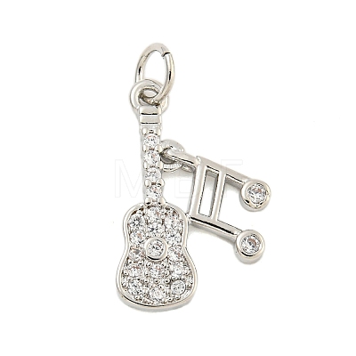 Rack Plating Brass Micro Pave Clear Cubic Zirconia Pendants KK-U021-06P-1