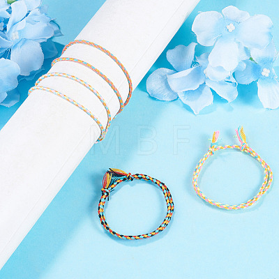 4Pcs 4 Colors Bohemian Cotton Cord Braided Bracelets BJEW-TA0001-26-1