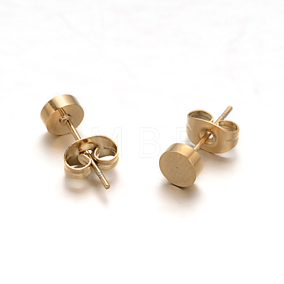 Flat Round 304 Stainless Steel Stud Earrings EJEW-O052-08-1