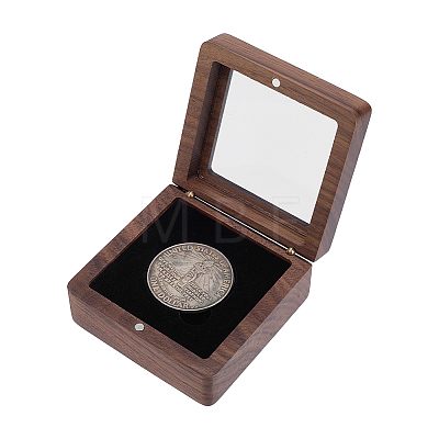 Wood Badge Packing Magnetic Boxes with Acrylic Visible Window Lid CON-WH0095-239A-01-1