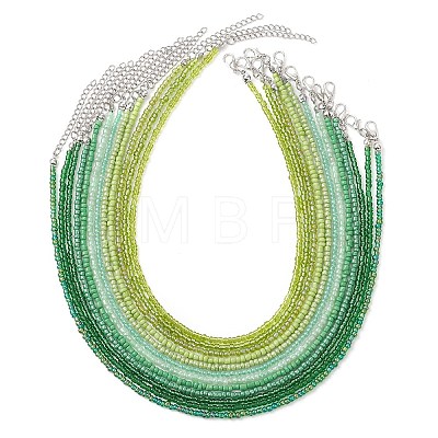 3MM Gradient Color Glass Seed Beaded Choker Necklaces for Women NJEW-JN05875-1