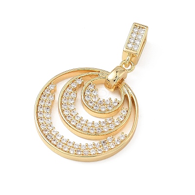 Brass Micro Pave Clear Cubic Zirconia Pendants KK-F939-04A-G-1