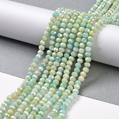 Faceted Electroplated Glass Beads Strands GLAA-C023-02-C13-1