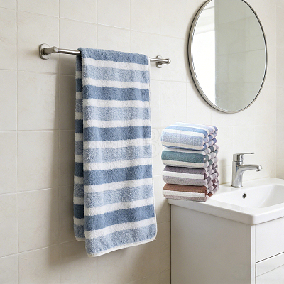 Polyester Stripe Towel AJEW-FZC0001-007E-1