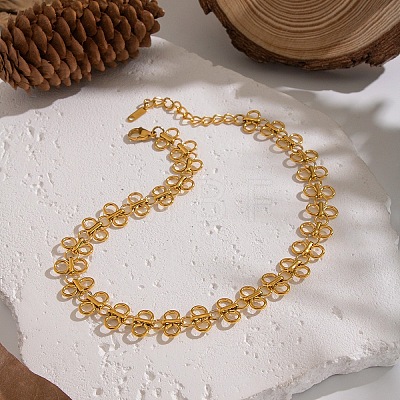 European Style 304 Stainless Steel Four-Leaf Clover Link Chain Necklaces for Women IC5351-1-1