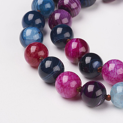 Natural Dyed Agate Beads Necklaces NJEW-F139-12mm-01-1