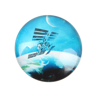 Starry Sky Printed Glass Half Round/Dome Cabochons X-GGLA-N004-25mm-D-1