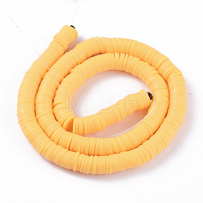 Flat Round Handmade Polymer Clay Beads CLAY-R067-8.0mm-15-1