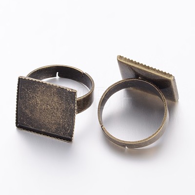 Antique Bronze Adjustable Brass Finger Ring Pad Blanks for Vintage Jewelry Making X-KK-J052-AB-1