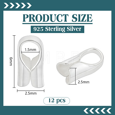 12Pcs Column Sterling Silver Cord Ends STER-BC0004-48B-1
