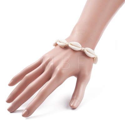 Natural Cowrie Shell Braided Beaded Bracelet for Women BJEW-JB08036-1