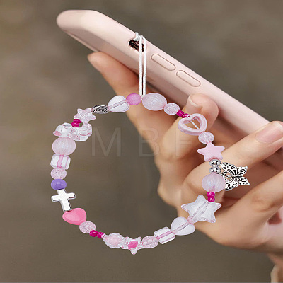 1Pc Resin & Crystal & Alloy and Plastic Mobile Straps for Women HJEW-LP0001-23-1