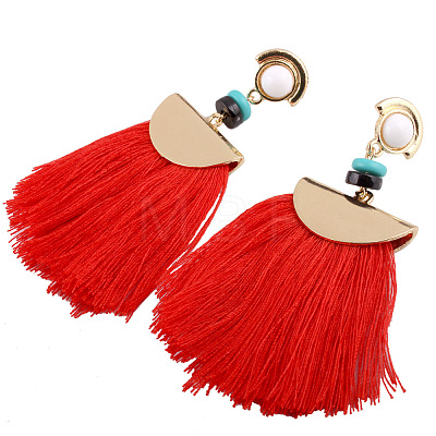 Fashewelry Trendy Women's Sector Tassel Dangle Earrings Sets EJEW-TA0005-01-1