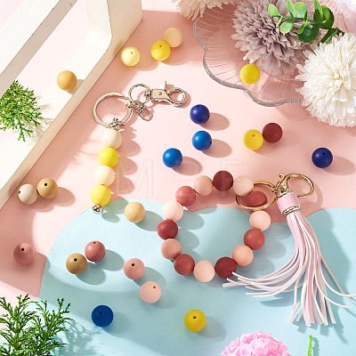 45Pcs 3 Colors Round Silicone Focal Beads SIL-TAD0001-01F-1
