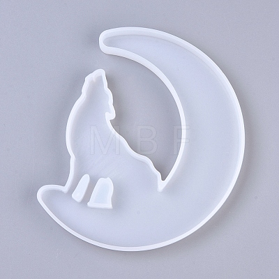 Moon with Wolf Shape DIY Silhouette Silicone Molds DIY-WH0161-89-1