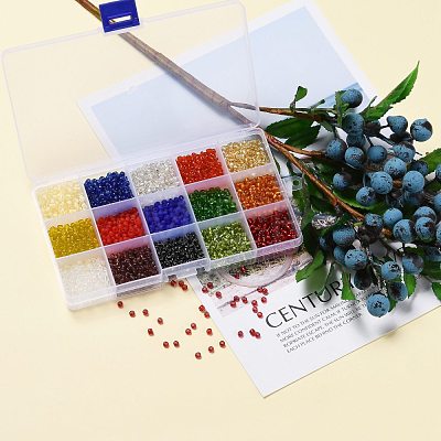 180G 15 Colors Glass Seed Beads SEED-JQ0003-01A-4mm-1