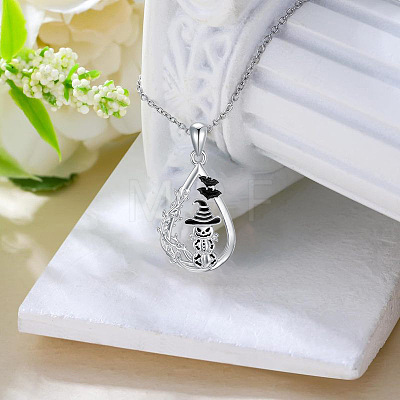 Halloween Alloy Enamel Teardrop with Pumpkin Pendant Necklaces WG58090-01-1