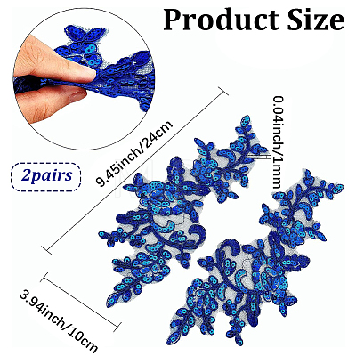 2Pairs Leaves Polyester Embroidery Ornaments Accessories DIY-GF0014-46B-1