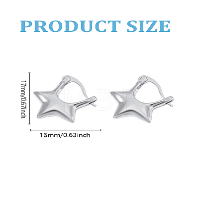 1 Pair Rack Plating Brass Star Hoop Earrings for Women EJEW-LP0007-064-1