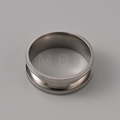 201 Stainless Steel Grooved Finger Ring Settings STAS-WH0027-26E-P-1