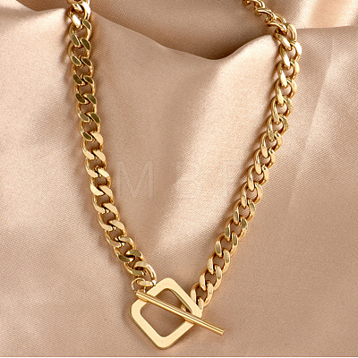 Rhombus Toggle 304 Stainless Steel Pendant Necklaces for Women FS-WG6DB9B-01-1