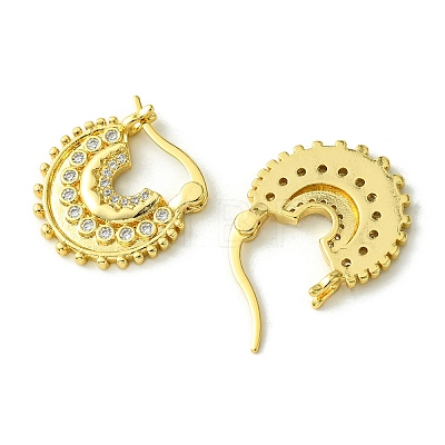 Brass with Cubic Zirconia Hoop Earrings EJEW-K256-05G-1