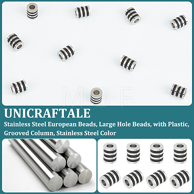 Unicraftale 10Pcs 304 Stainless Steel European Beads STAS-UN0050-29-1