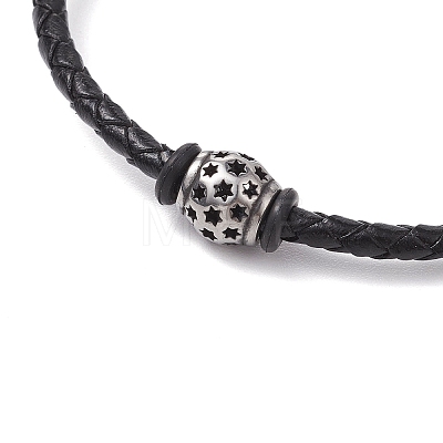 Braided Leather Cord Bracelets BJEW-JB11387-05-1