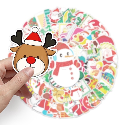 100Pcs Christmas PVC Self Adhesive Stickers XMAS-PW0001-192-1