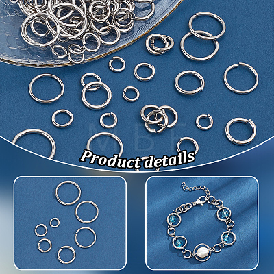   226Pcs 7 Styles 304 Stainless Steel Open Jump Rings STAS-PH0005-53-1