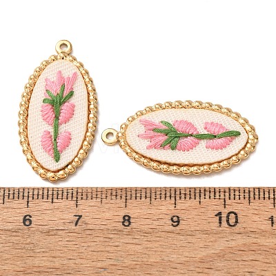 304 Stainless Steel & Cloth Embroidered Pendants FB-CBAFBAF-11G-02-1